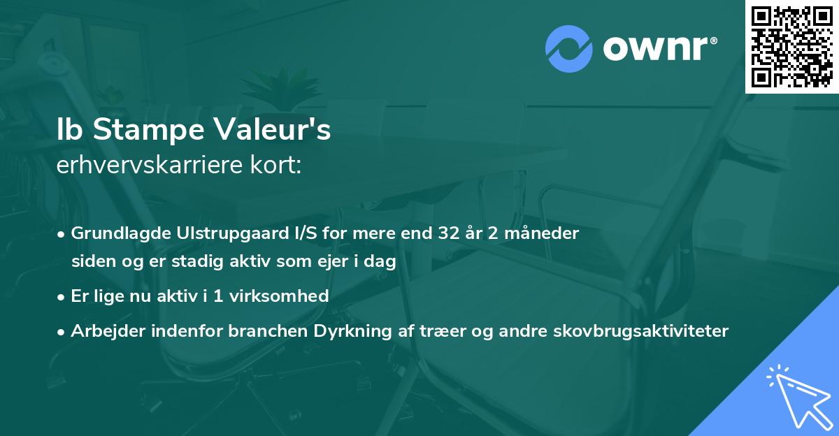 Ib Stampe Valeur's erhvervskarriere kort