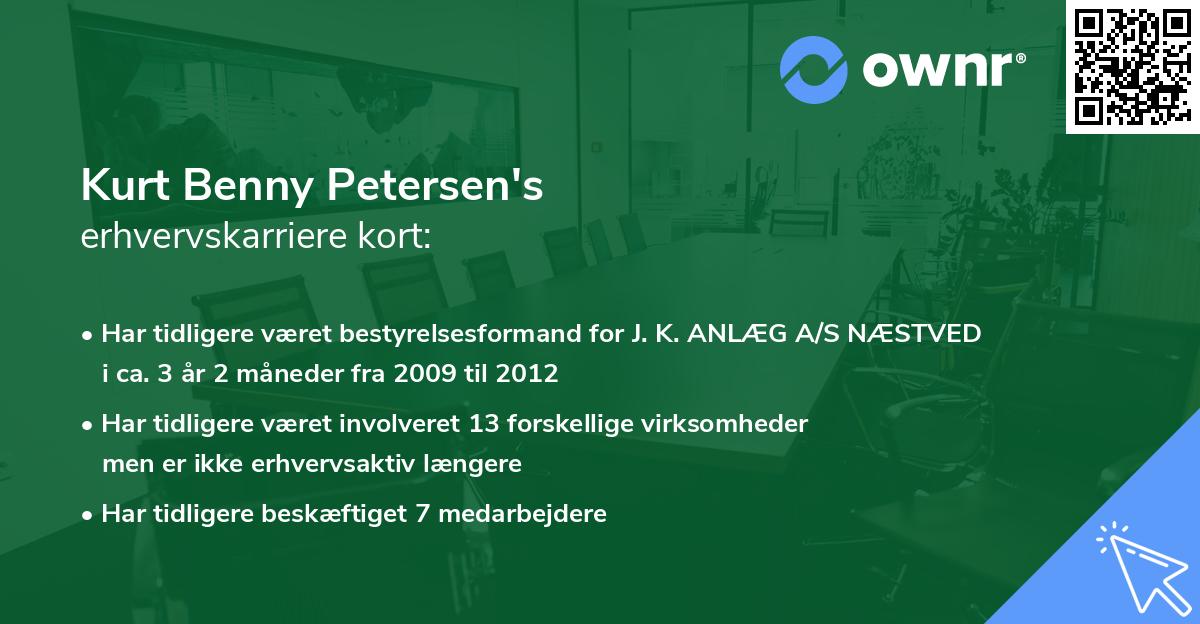 Kurt Benny Petersen's erhvervskarriere kort