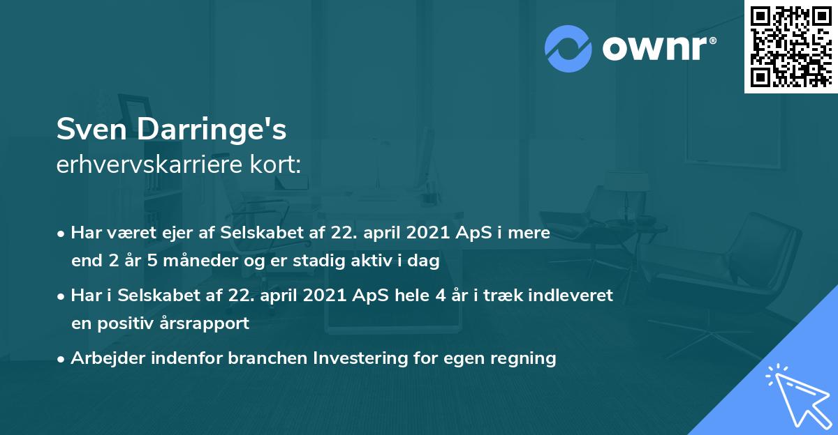 Sven Darringe's erhvervskarriere kort