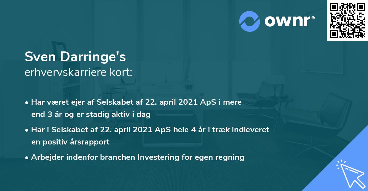 Sven Darringe's erhvervskarriere kort
