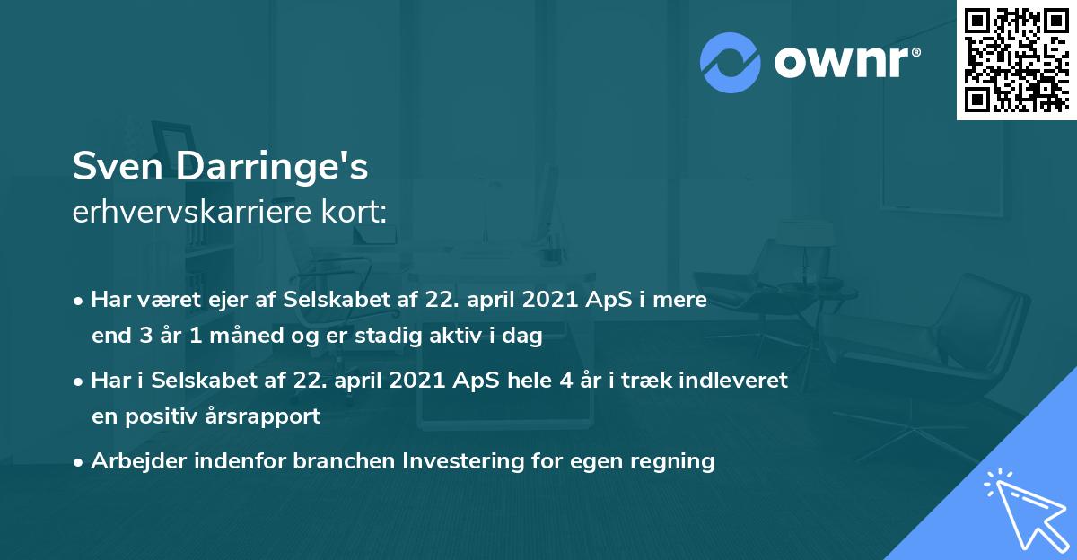 Sven Darringe's erhvervskarriere kort