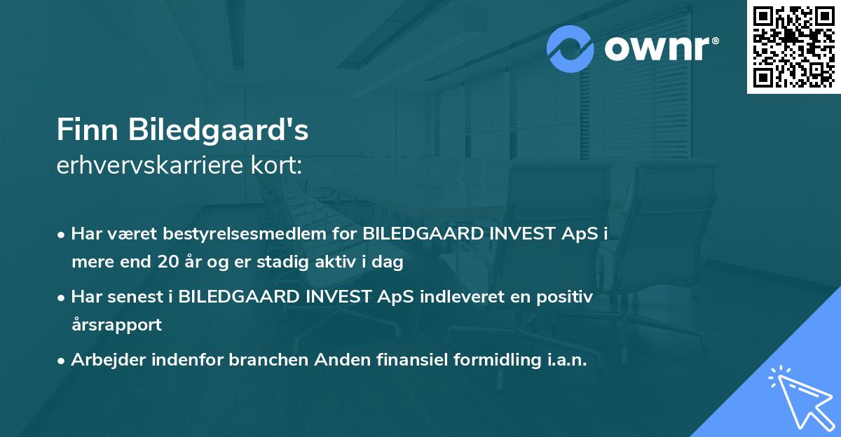 Finn Biledgaard's erhvervskarriere kort