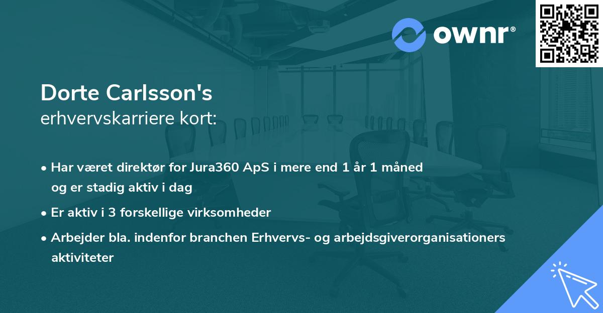 Dorte Carlsson's erhvervskarriere kort