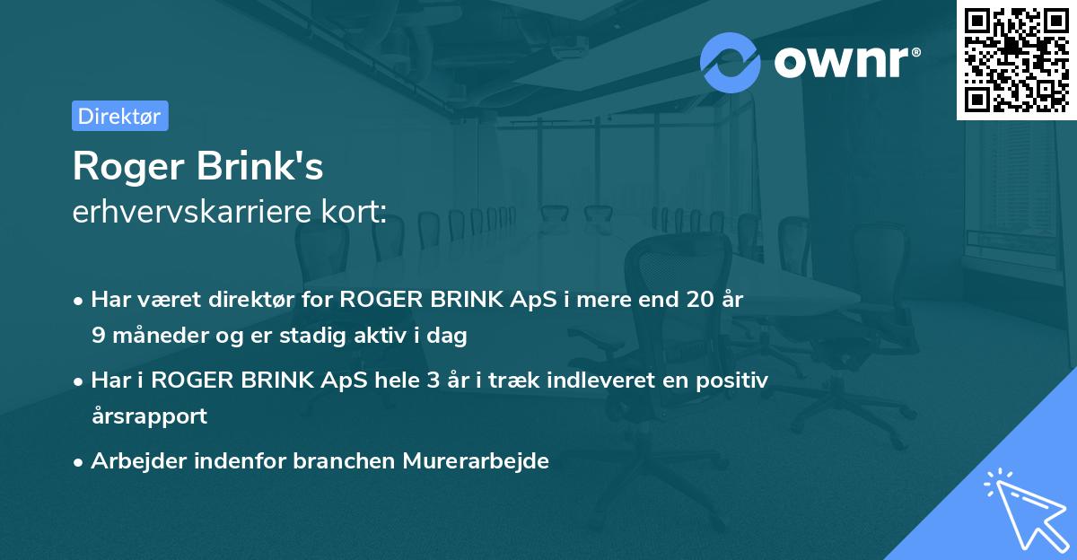 Roger Brink's erhvervskarriere kort