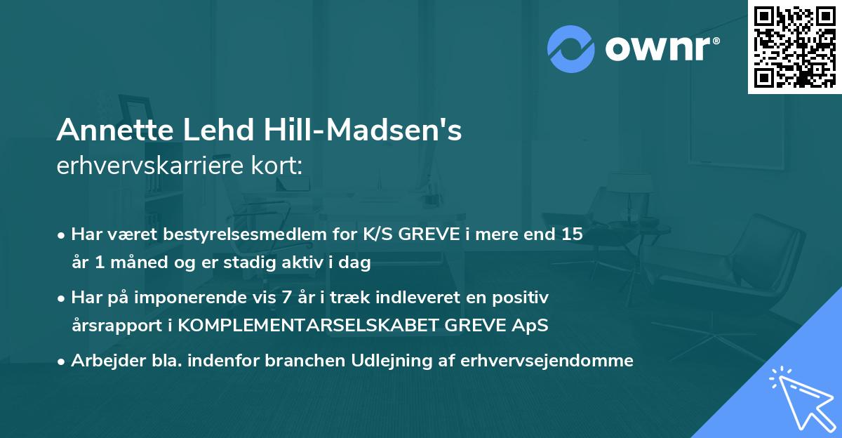 Annette Lehd Hill-Madsen's erhvervskarriere kort