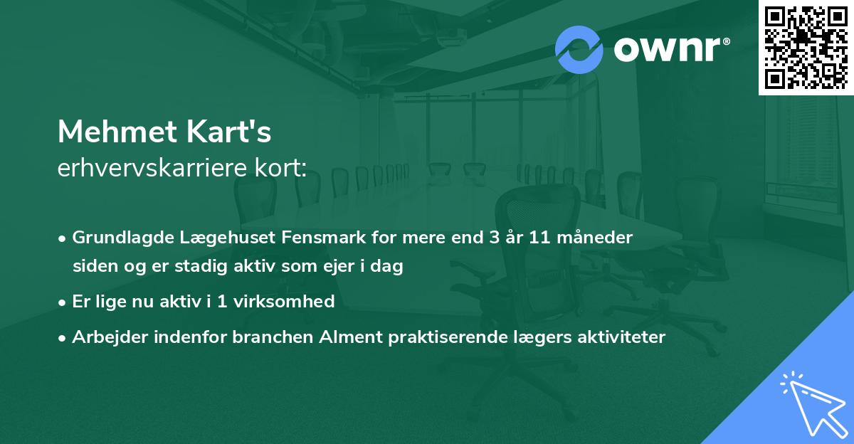 Mehmet Kart's erhvervskarriere kort