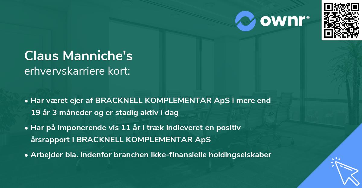 Claus Manniche's erhvervskarriere kort