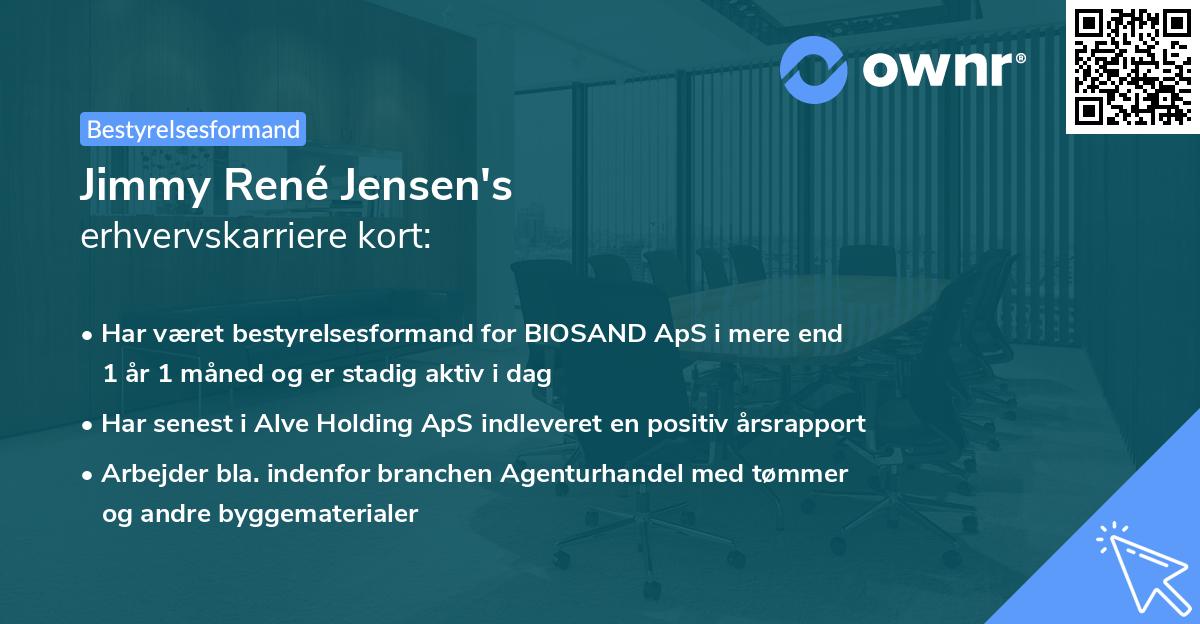 Jimmy René Jensen's erhvervskarriere kort