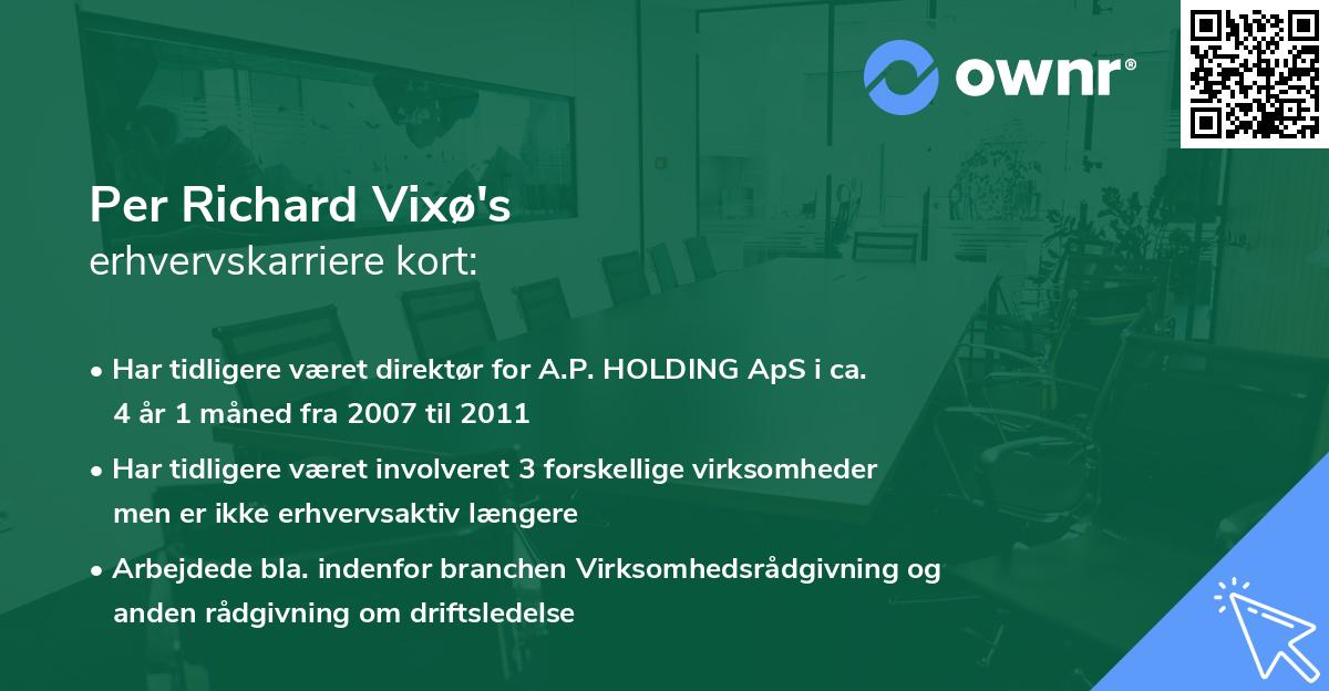 Per Richard Vixø's erhvervskarriere kort