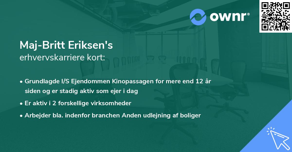 Maj-Britt Eriksen's erhvervskarriere kort