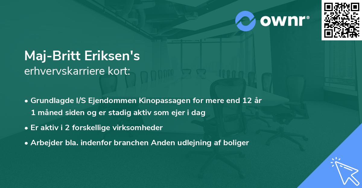 Maj-Britt Eriksen's erhvervskarriere kort