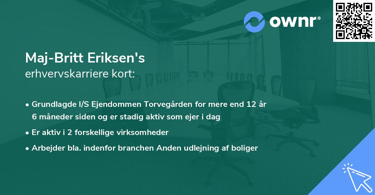 Maj-Britt Eriksen's erhvervskarriere kort
