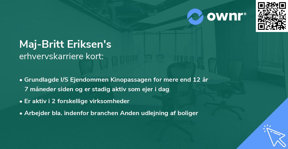 Maj-Britt Eriksen's erhvervskarriere kort