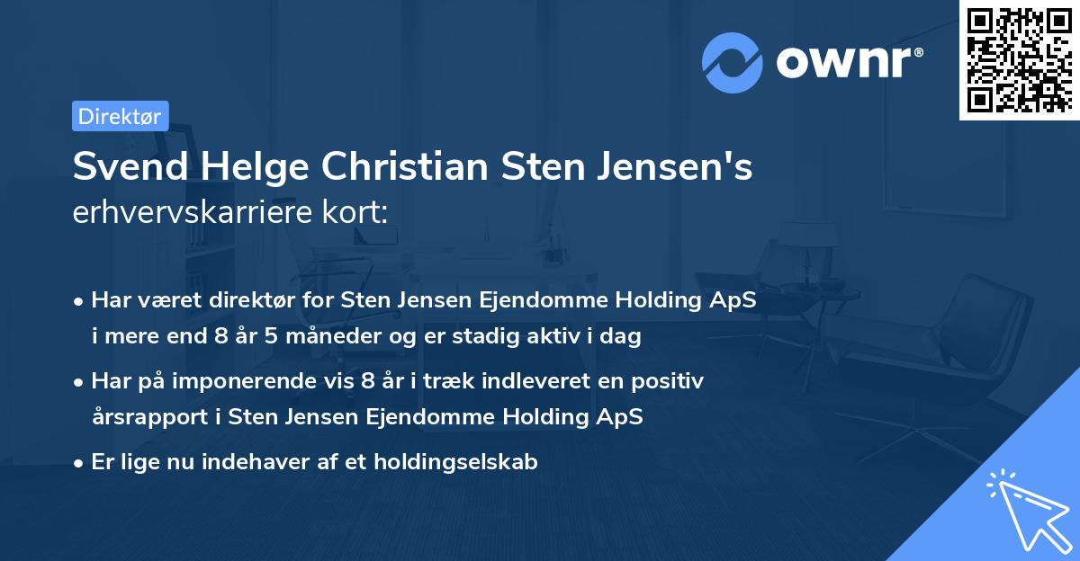 Svend Helge Christian Sten Jensen's erhvervskarriere kort