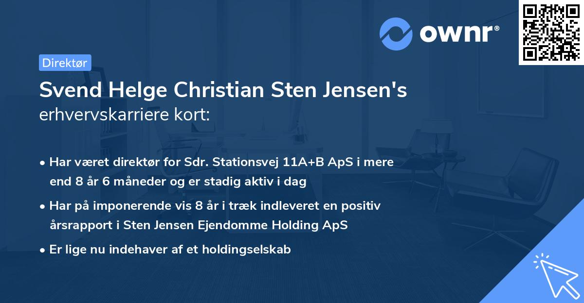 Svend Helge Christian Sten Jensen's erhvervskarriere kort