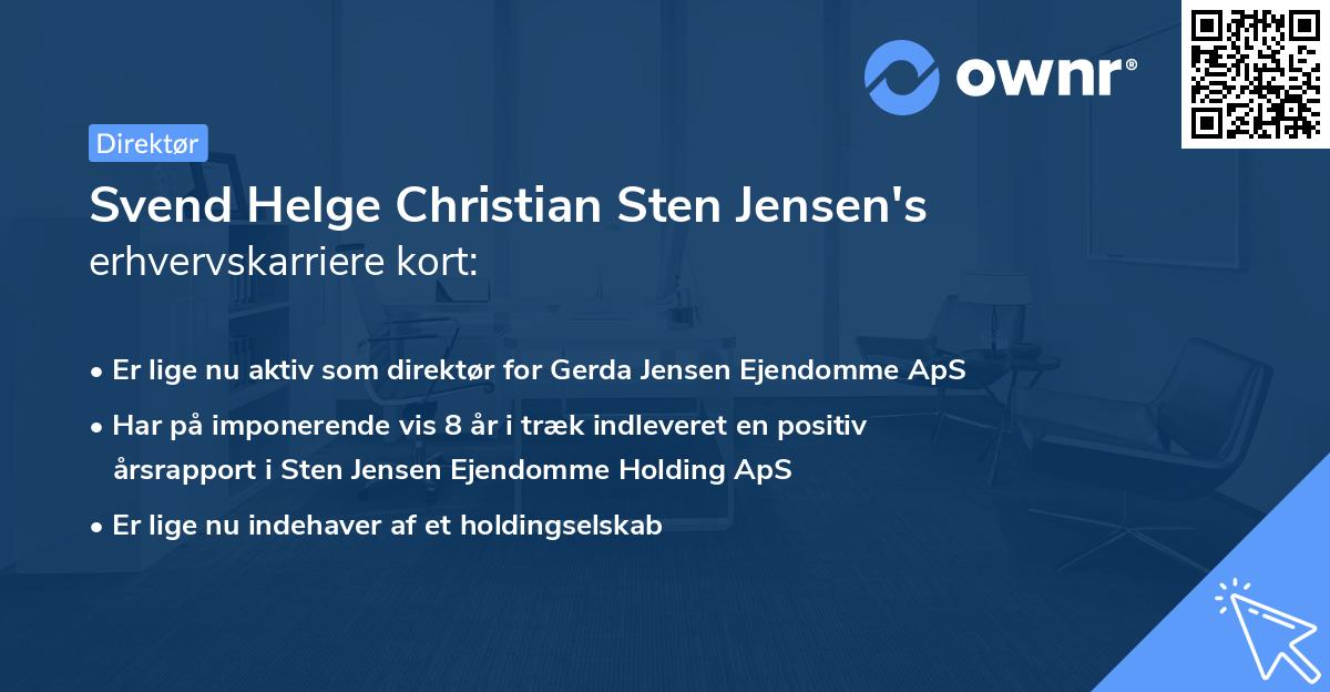 Svend Helge Christian Sten Jensen's erhvervskarriere kort