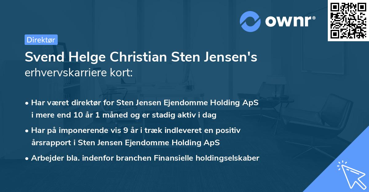 Svend Helge Christian Sten Jensen's erhvervskarriere kort
