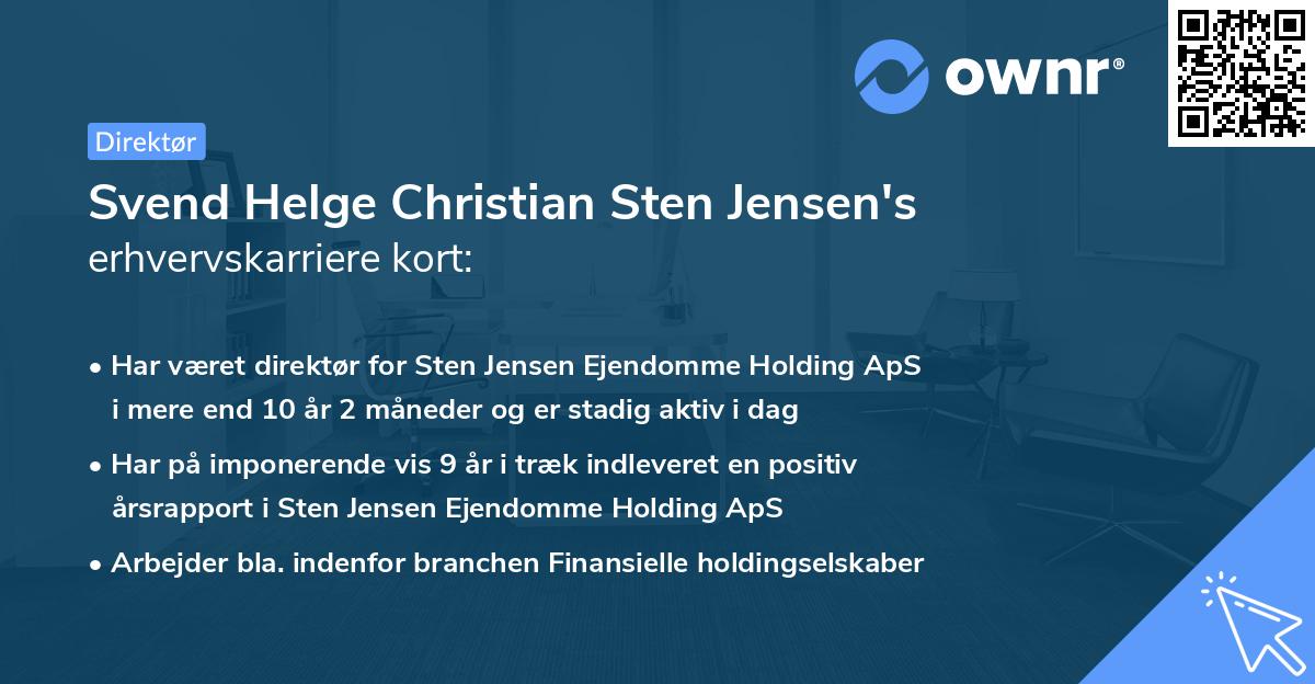 Svend Helge Christian Sten Jensen's erhvervskarriere kort