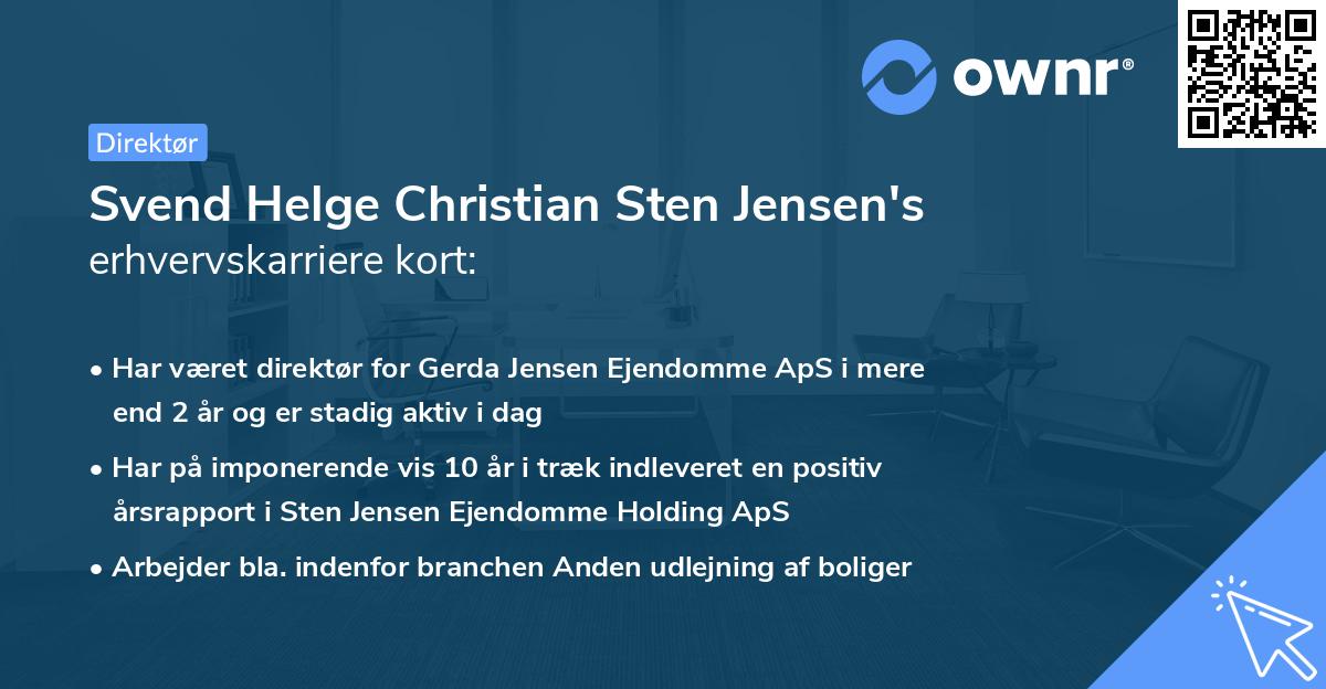 Svend Helge Christian Sten Jensen's erhvervskarriere kort