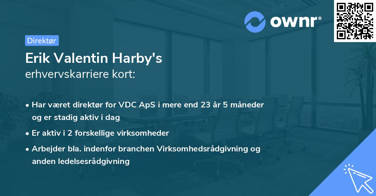 Erik Valentin Harby's erhvervskarriere kort