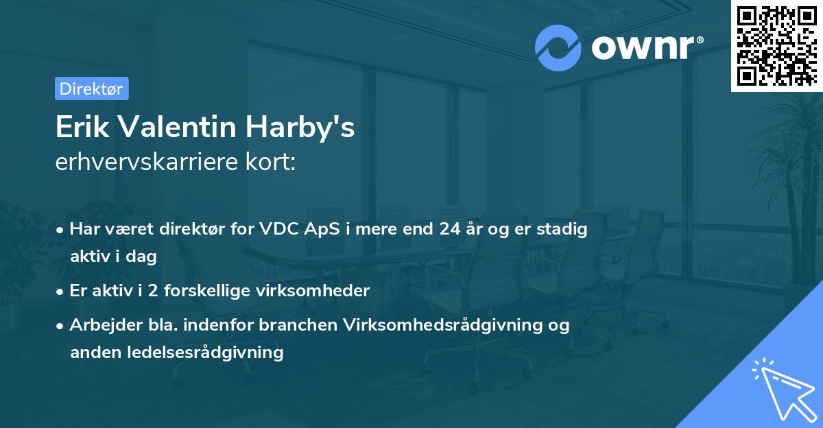 Erik Valentin Harby's erhvervskarriere kort