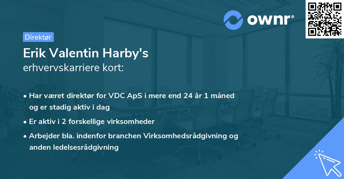 Erik Valentin Harby's erhvervskarriere kort