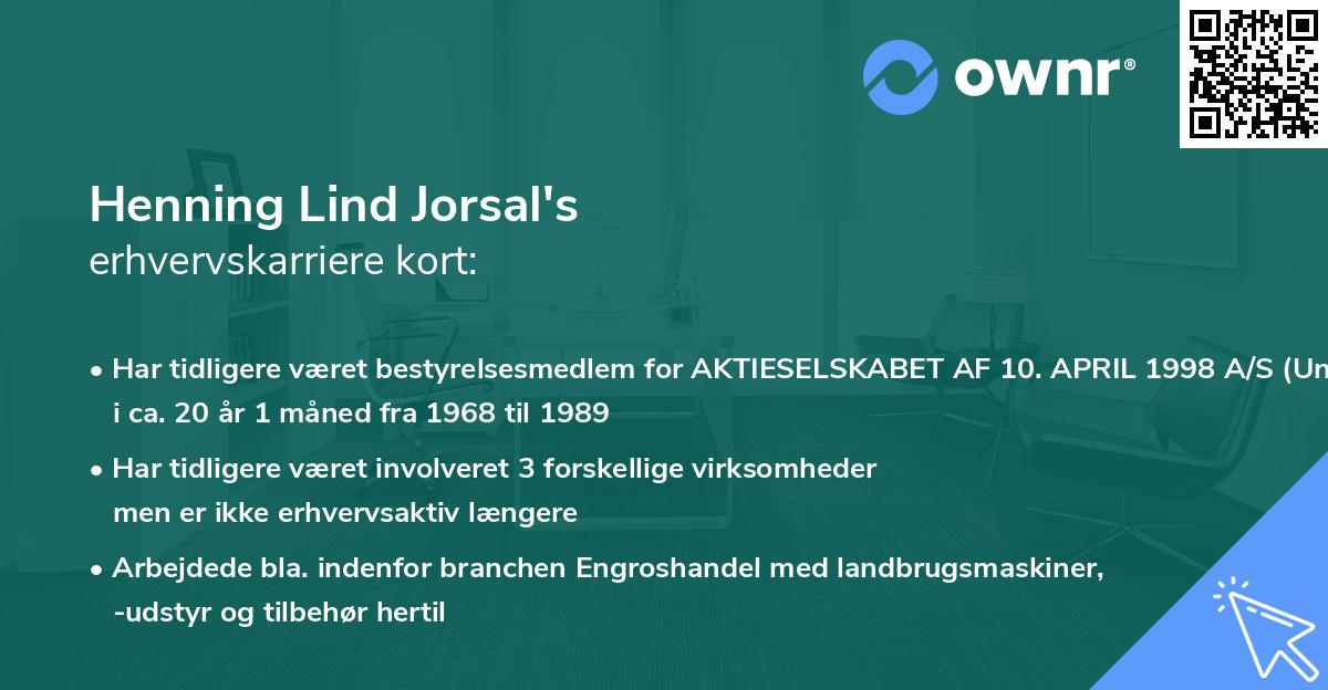 Henning Lind Jorsal's erhvervskarriere kort