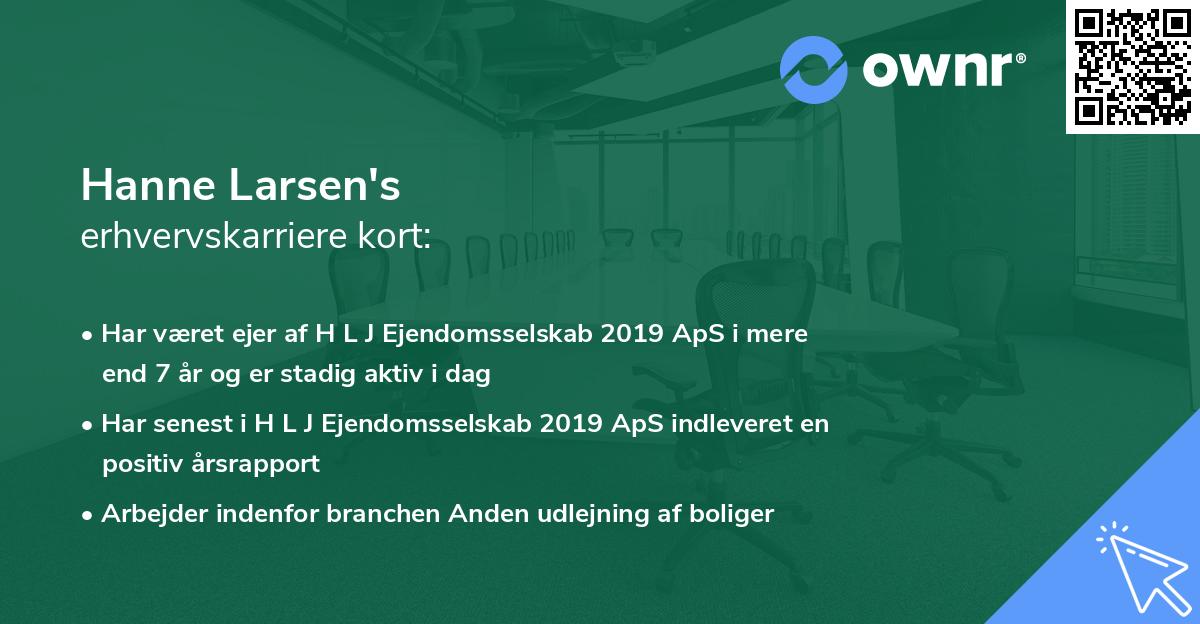 Hanne Larsen's erhvervskarriere kort