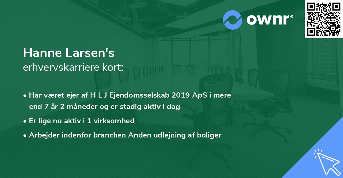 Hanne Larsen's erhvervskarriere kort