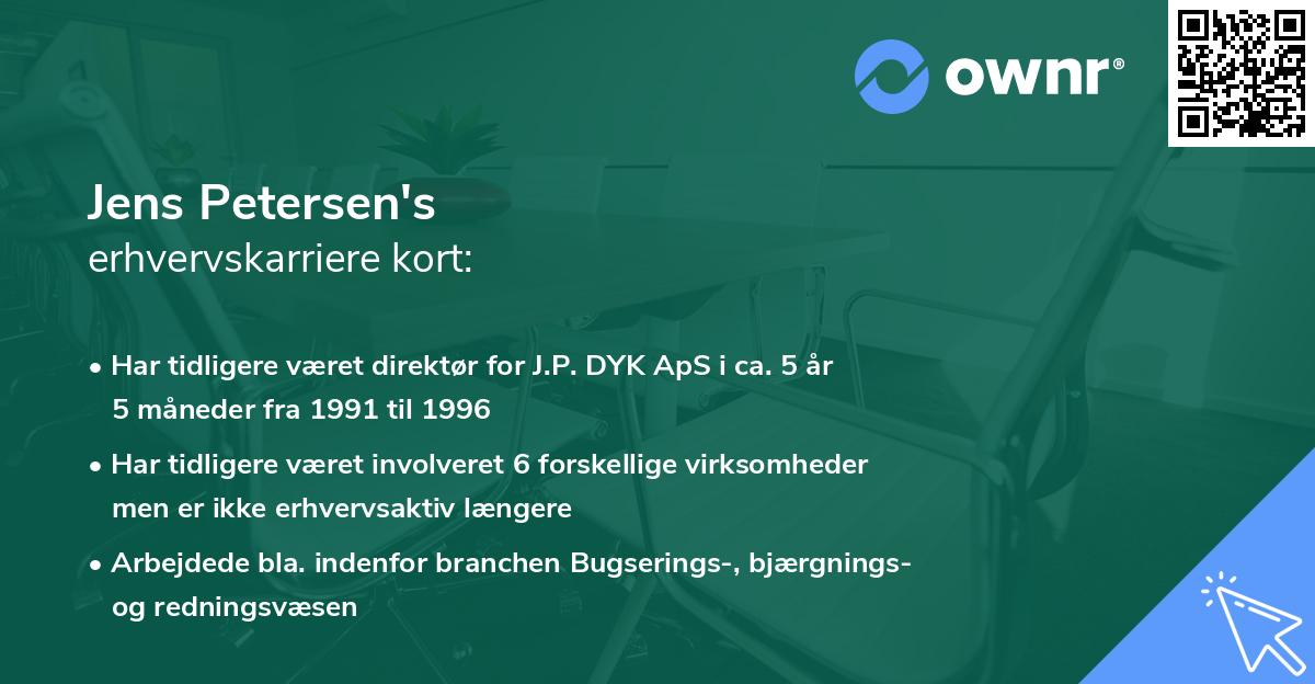 Jens Petersen's erhvervskarriere kort