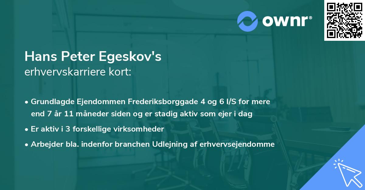 Hans Peter Egeskov's erhvervskarriere kort