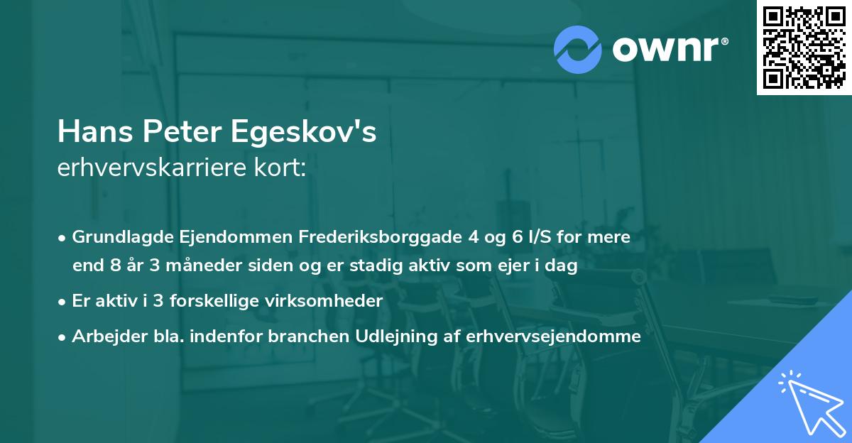 Hans Peter Egeskov's erhvervskarriere kort