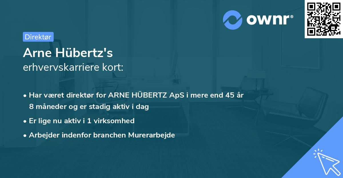 Arne Hübertz's erhvervskarriere kort