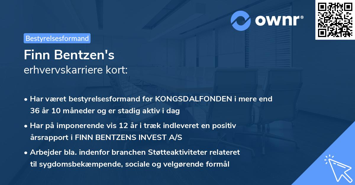 Finn Bentzen's erhvervskarriere kort