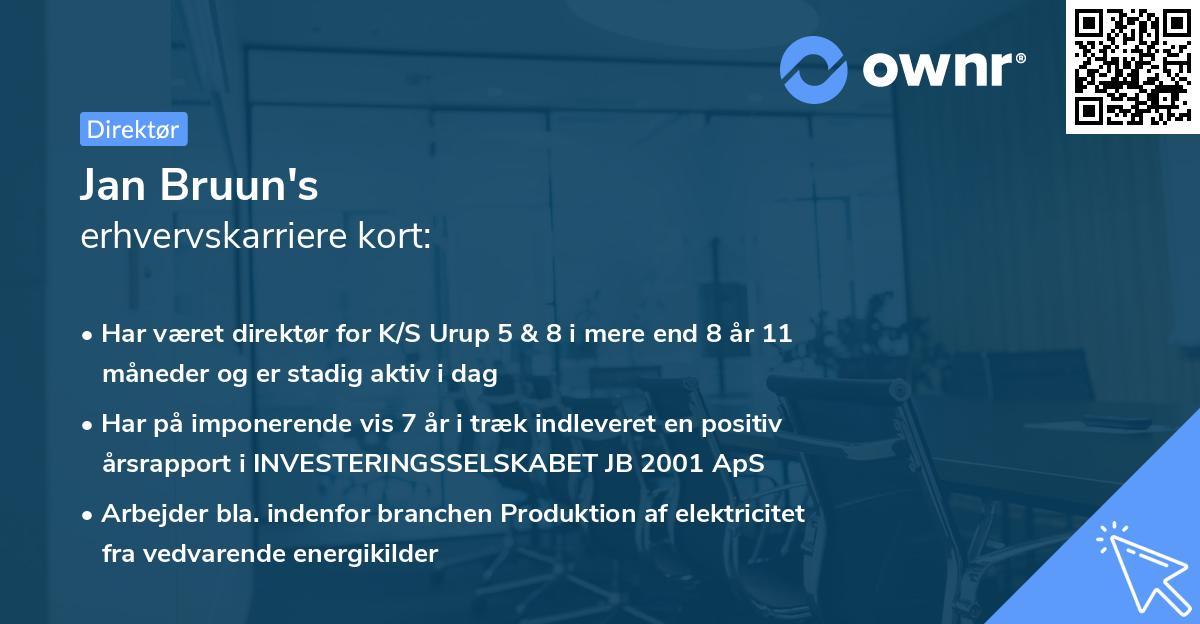 Jan Bruun's erhvervskarriere kort