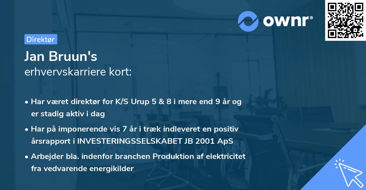 Jan Bruun's erhvervskarriere kort