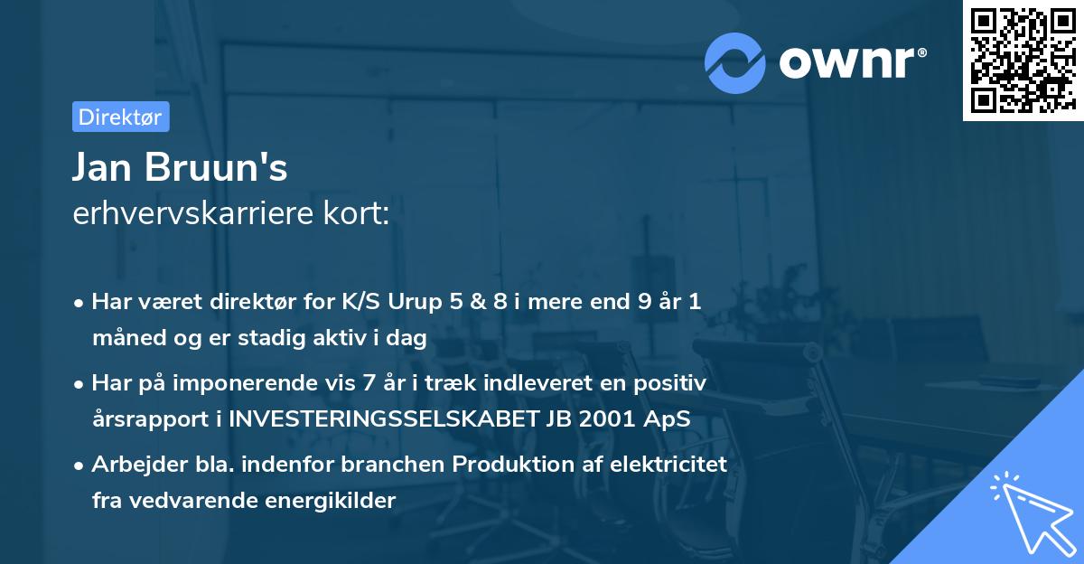 Jan Bruun's erhvervskarriere kort