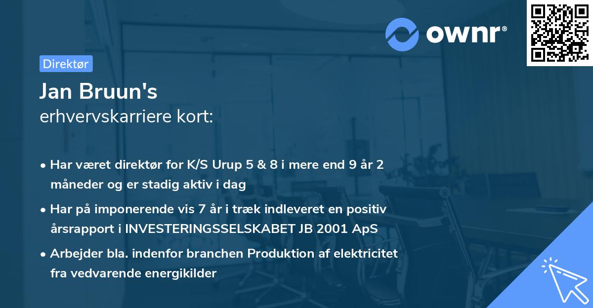 Jan Bruun's erhvervskarriere kort