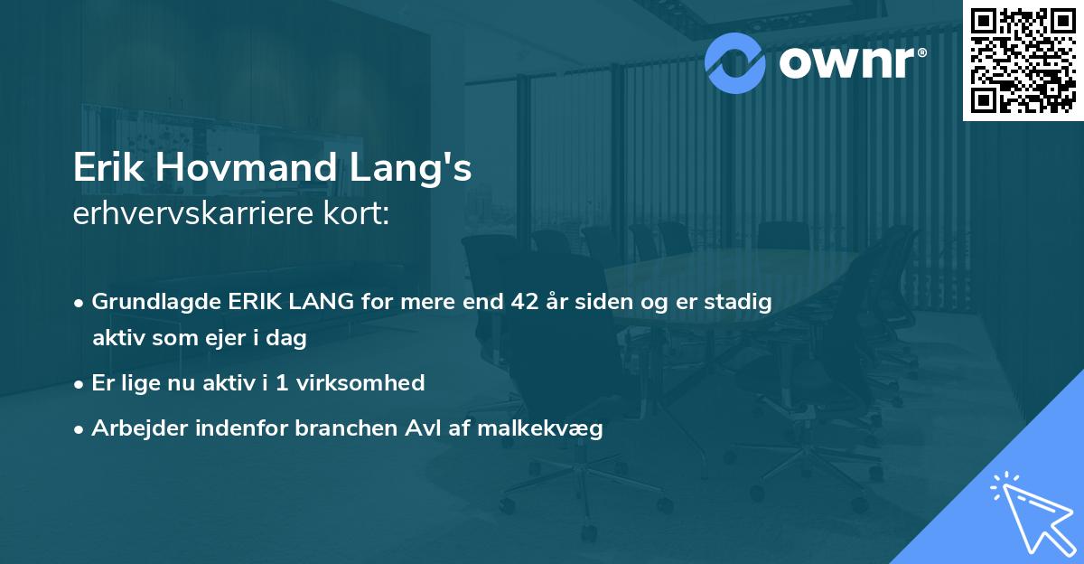 Erik Hovmand Lang's erhvervskarriere kort