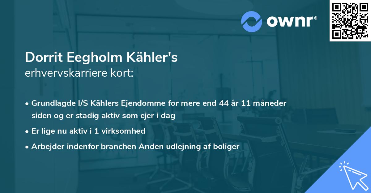 Dorrit Eegholm Kähler's erhvervskarriere kort