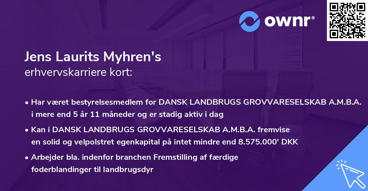 Jens Laurits Myhren's erhvervskarriere kort