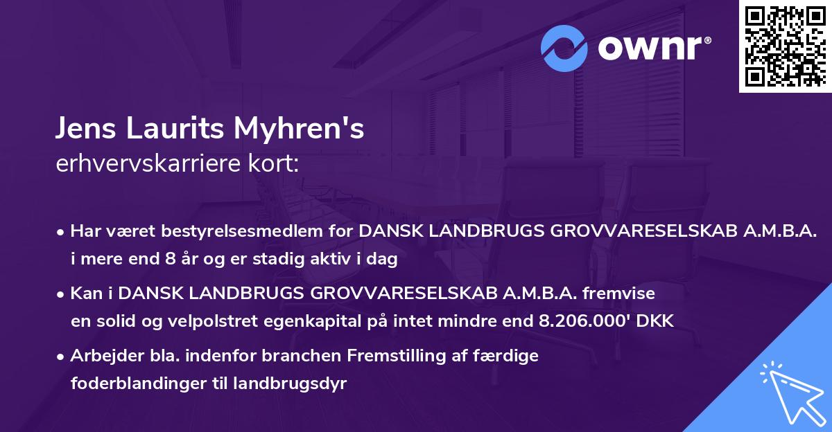 Jens Laurits Myhren's erhvervskarriere kort