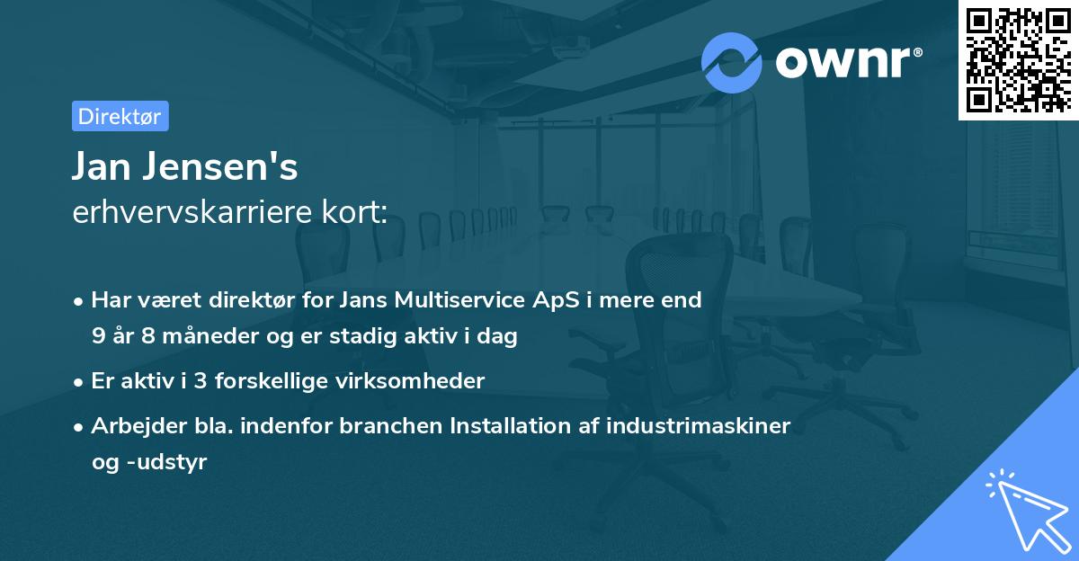 Jan Jensen's erhvervskarriere kort