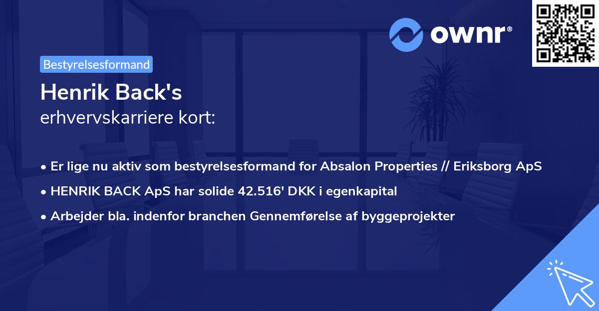 Henrik Back's erhvervskarriere kort