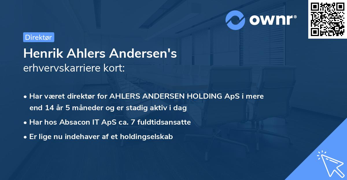 Henrik Ahlers Andersen's erhvervskarriere kort