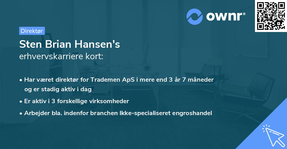 Sten Brian Hansen's erhvervskarriere kort