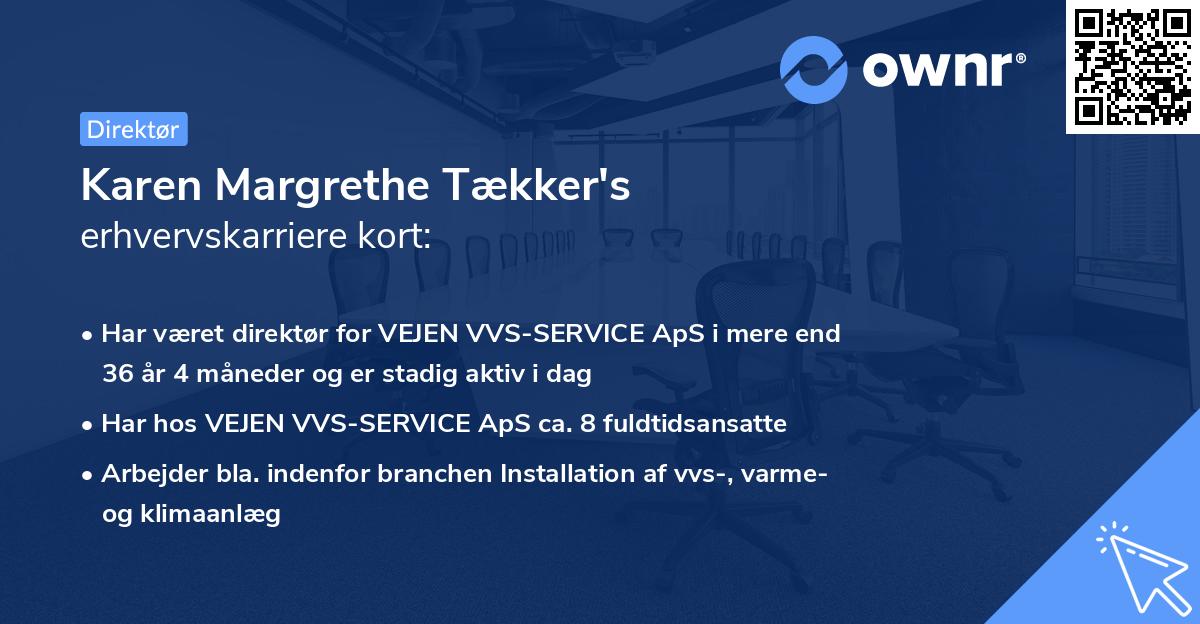 Karen Margrethe Tækker's erhvervskarriere kort