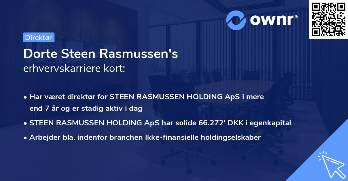 Dorte Steen Rasmussen's erhvervskarriere kort