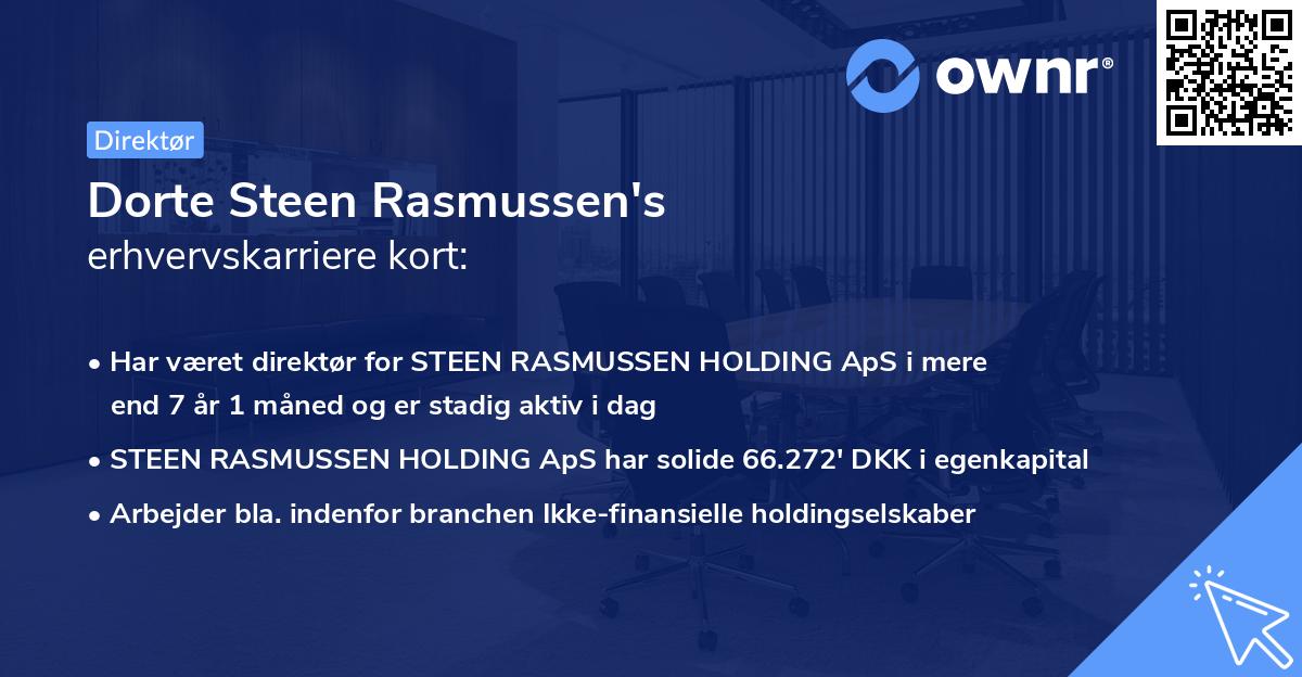 Dorte Steen Rasmussen's erhvervskarriere kort