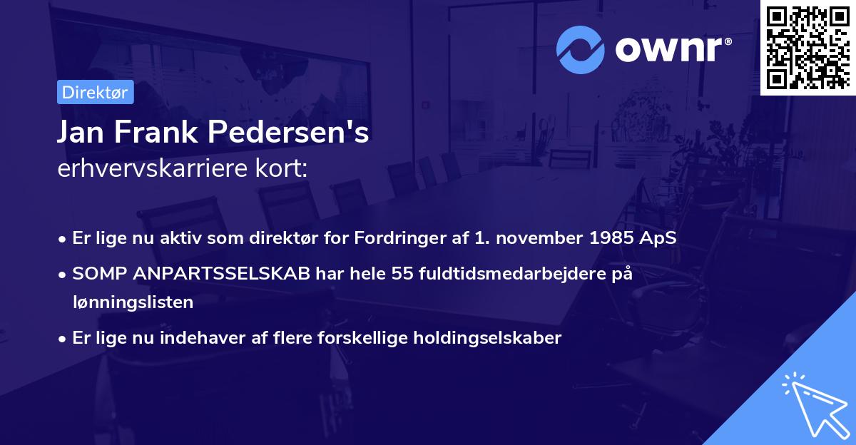 Jan Frank Pedersen's erhvervskarriere kort